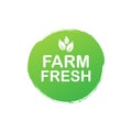 Farm fresh hand drawn logos. Green, brown and black colors. Vector illustration.